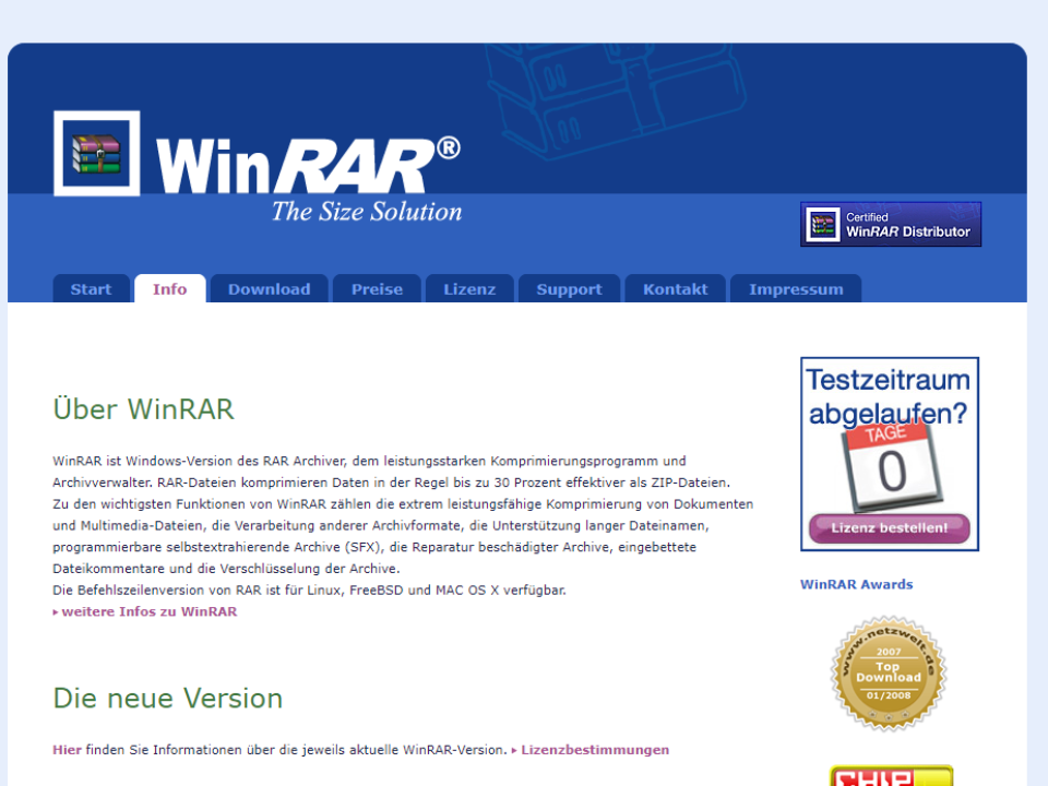 Die Taktik der unbegrenzten 40-Tage Testphase von WinRAR